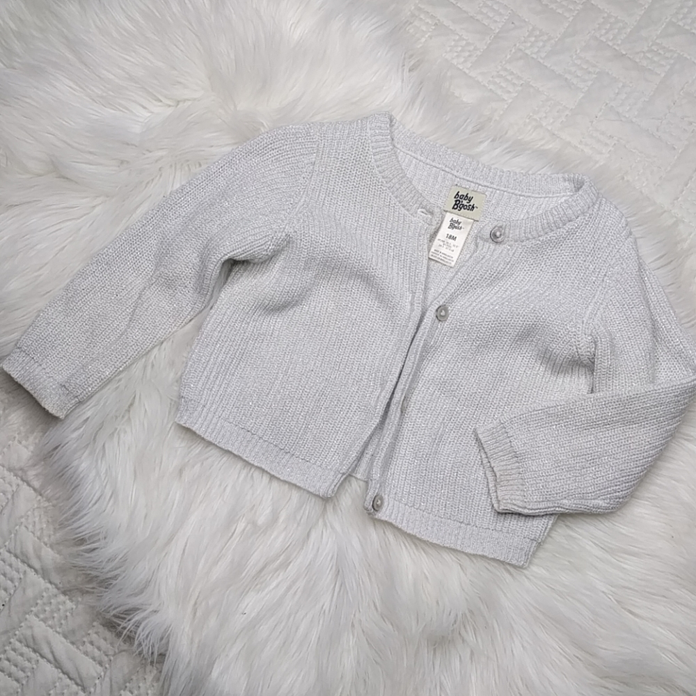 {Baby B'gosh} sparkly white and silver cardigan